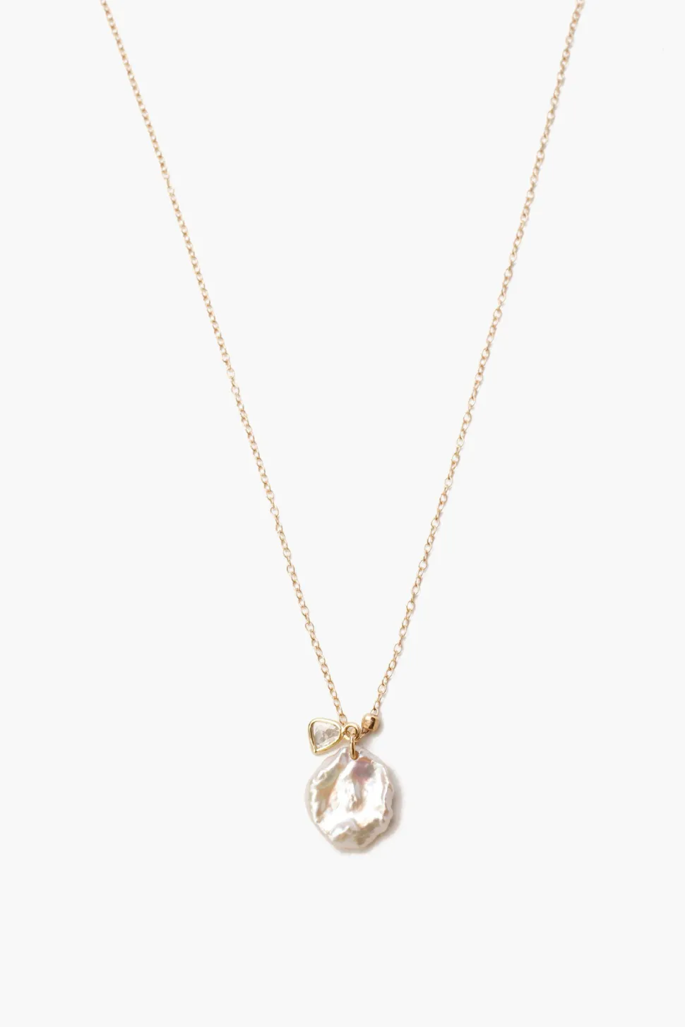 14k Keshi Pearl and Sliced Champagne Diamond Necklace