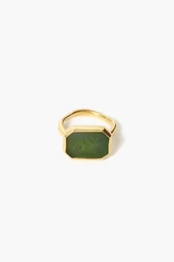 14k Pegasus Intaglio Ring Green Jade