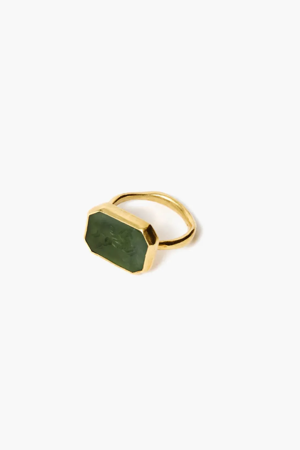 14k Pegasus Intaglio Ring Green Jade