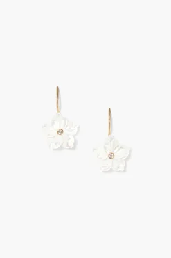 14k Plumeria Earrings White MOP
