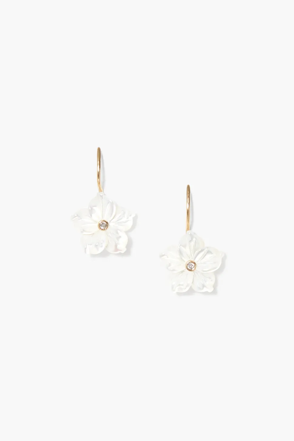14k Plumeria Earrings White MOP