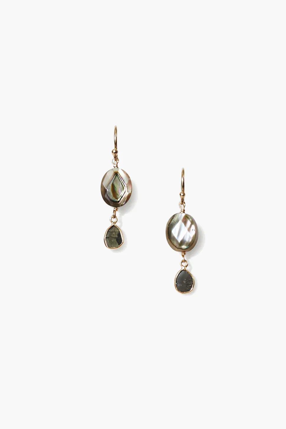 14k Rabat Drop Earrings Abalone Mix