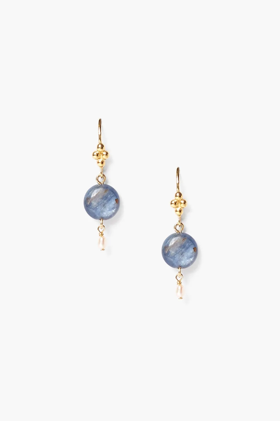 Kyanite and Pearl Drop Earrings