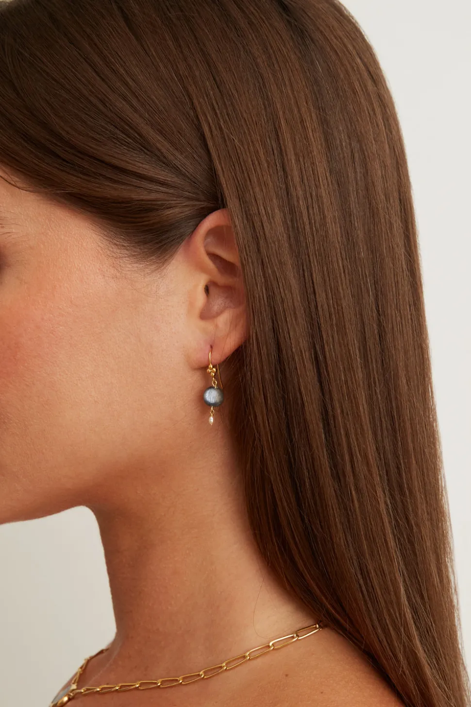 Kyanite and Pearl Drop Earrings