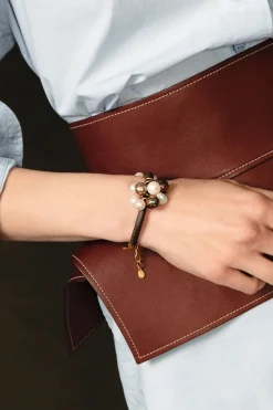 Lea Leather Bracelet Pearl