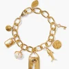Lock and Key Charm Bracelet Gold