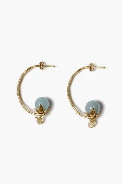 Lotus Hoop Earrings Aquamarine