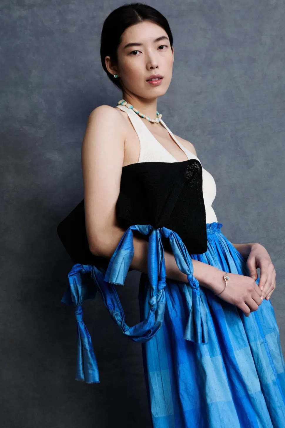 Mesh Net Tote Blue Check