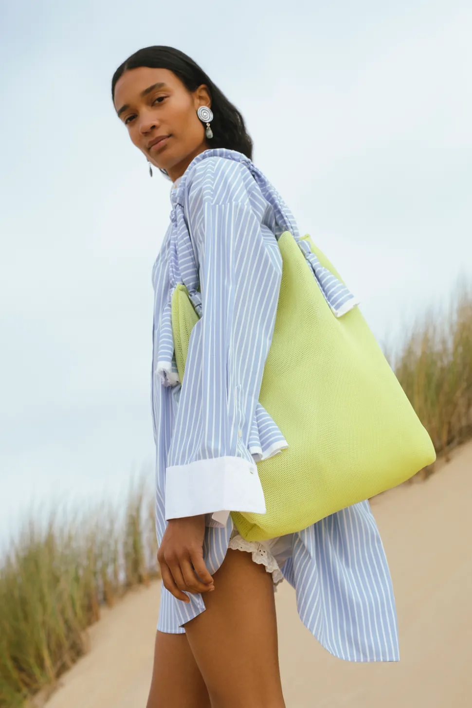 Mesh Net Tote Highlighter Yellow