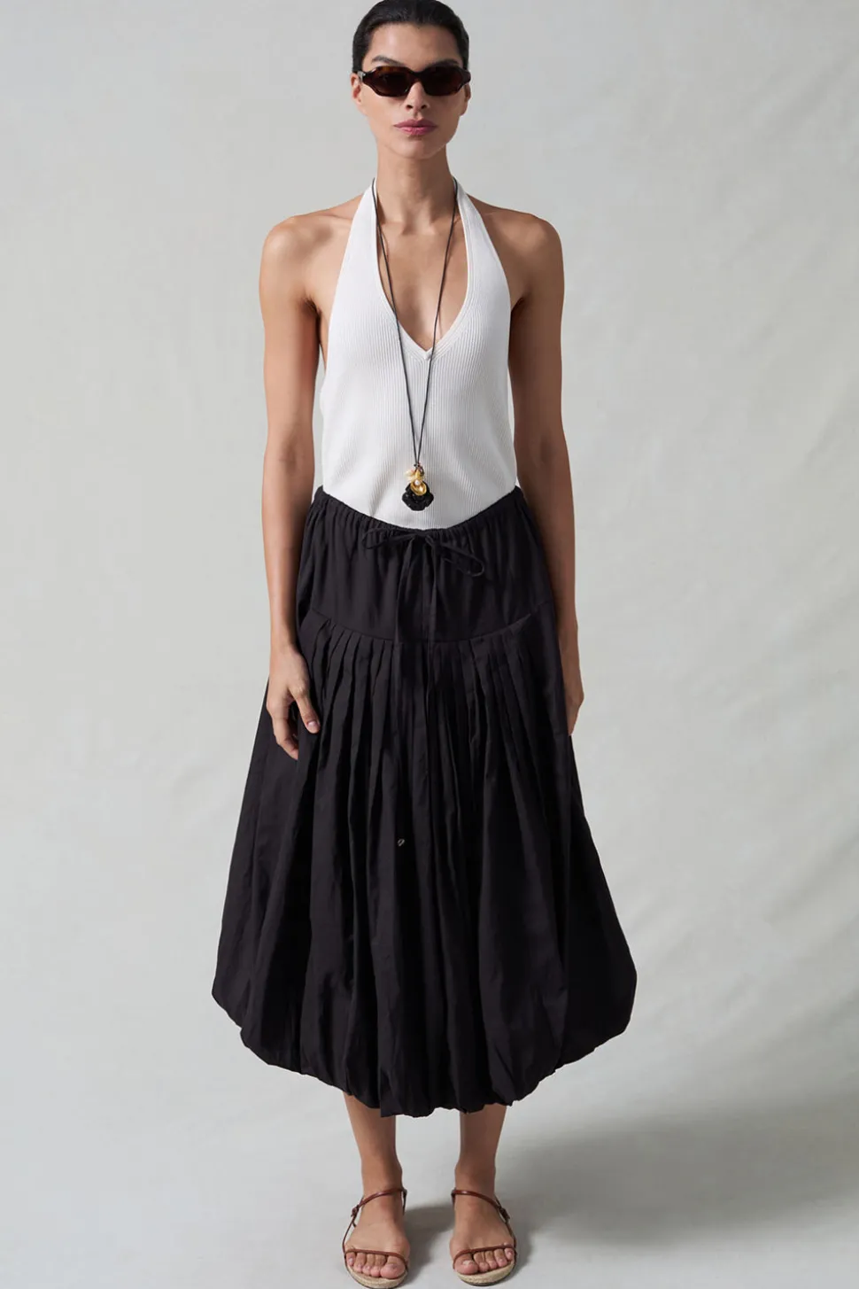 Million Pleats Bubble Skirt Black