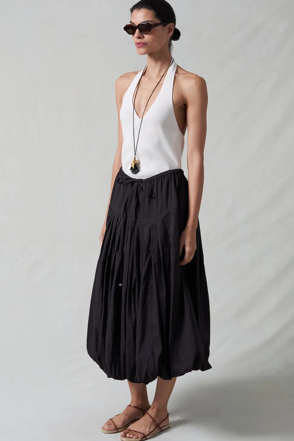 Million Pleats Bubble Skirt Black
