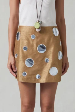 Mirror Mini Skirt Camel