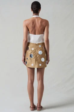 Mirror Mini Skirt Camel