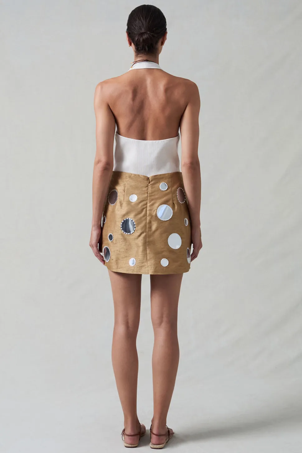Mirror Mini Skirt Camel