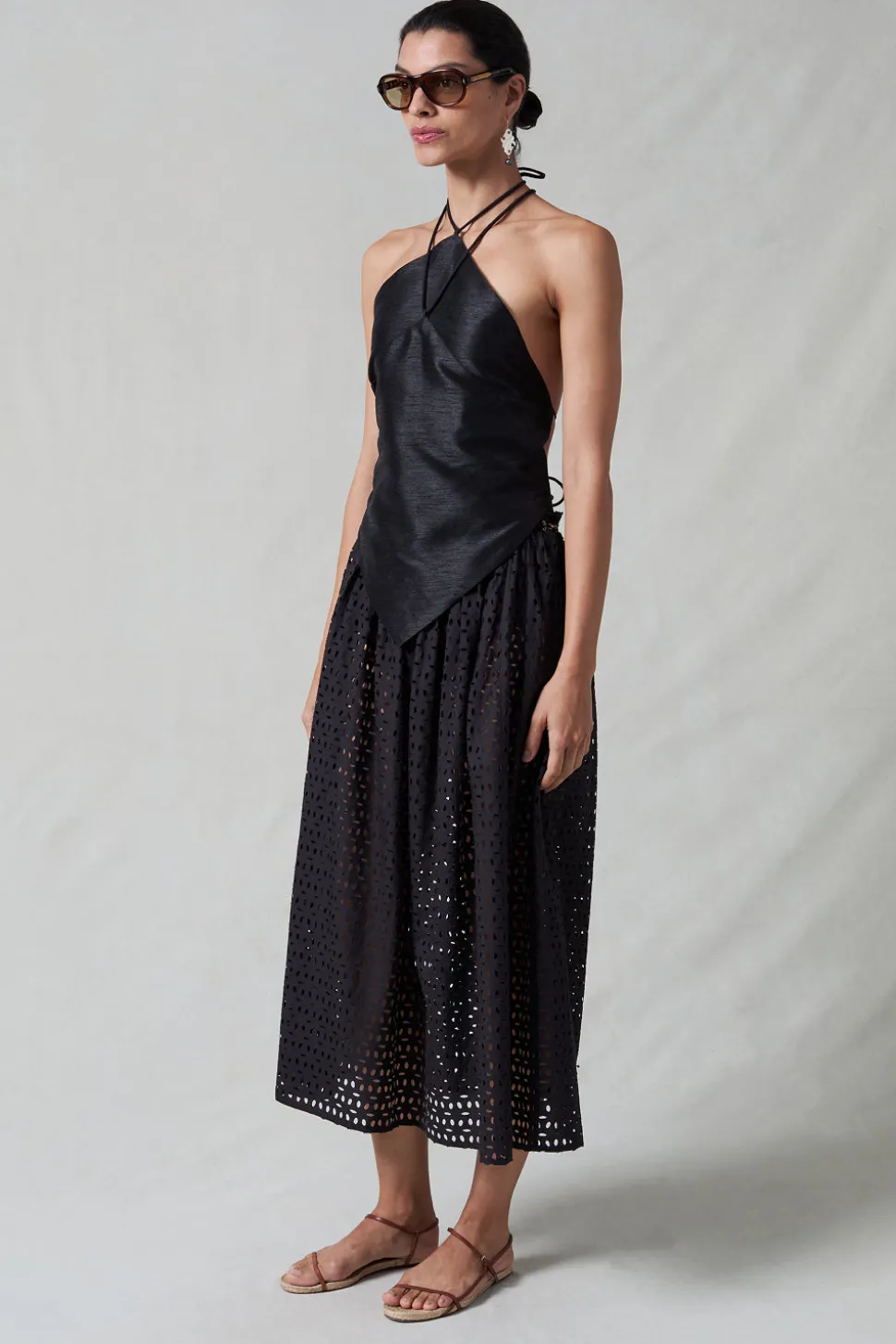 Napkin Dupioni Halter Top Black