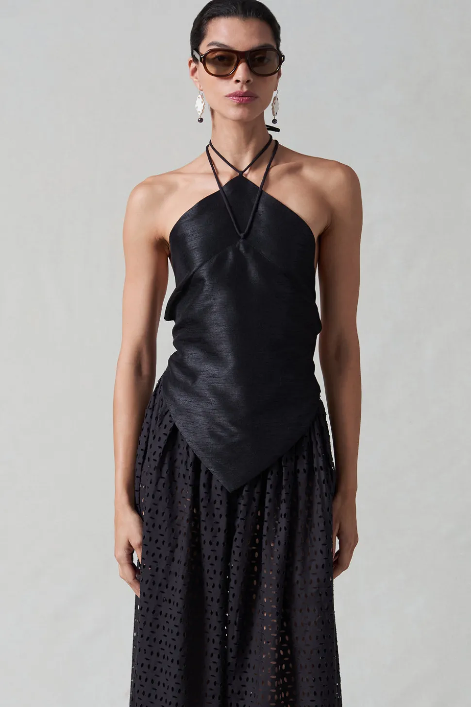Napkin Dupioni Halter Top Black
