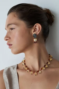 Nautilus Drop Earrings Black MOP