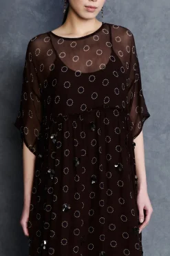Olivia Silk Chiffon Dress Chocolate