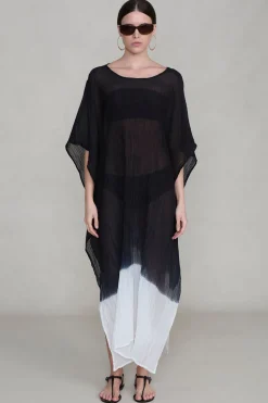 Ombre Crinkle Caftan Black