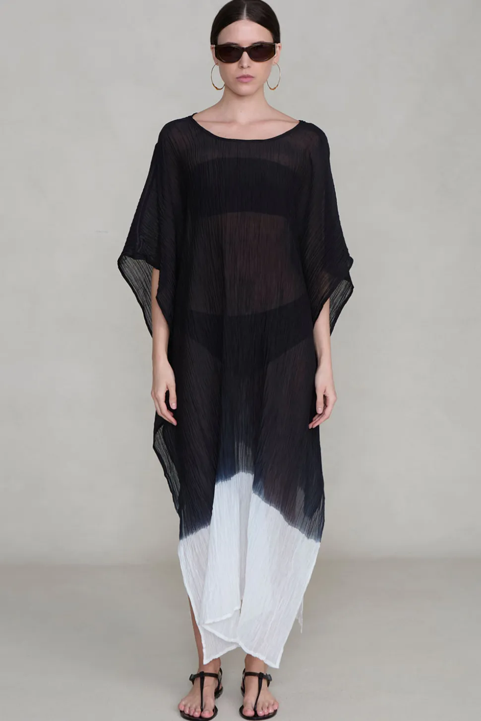 Ombre Crinkle Caftan Black