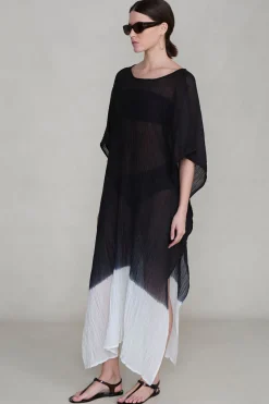 Ombre Crinkle Caftan Black