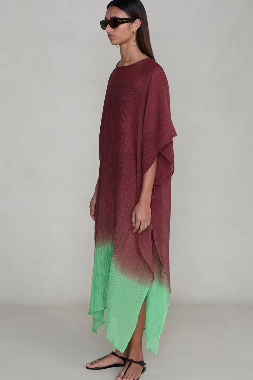 Ombre Crinkle Caftan Mahogany