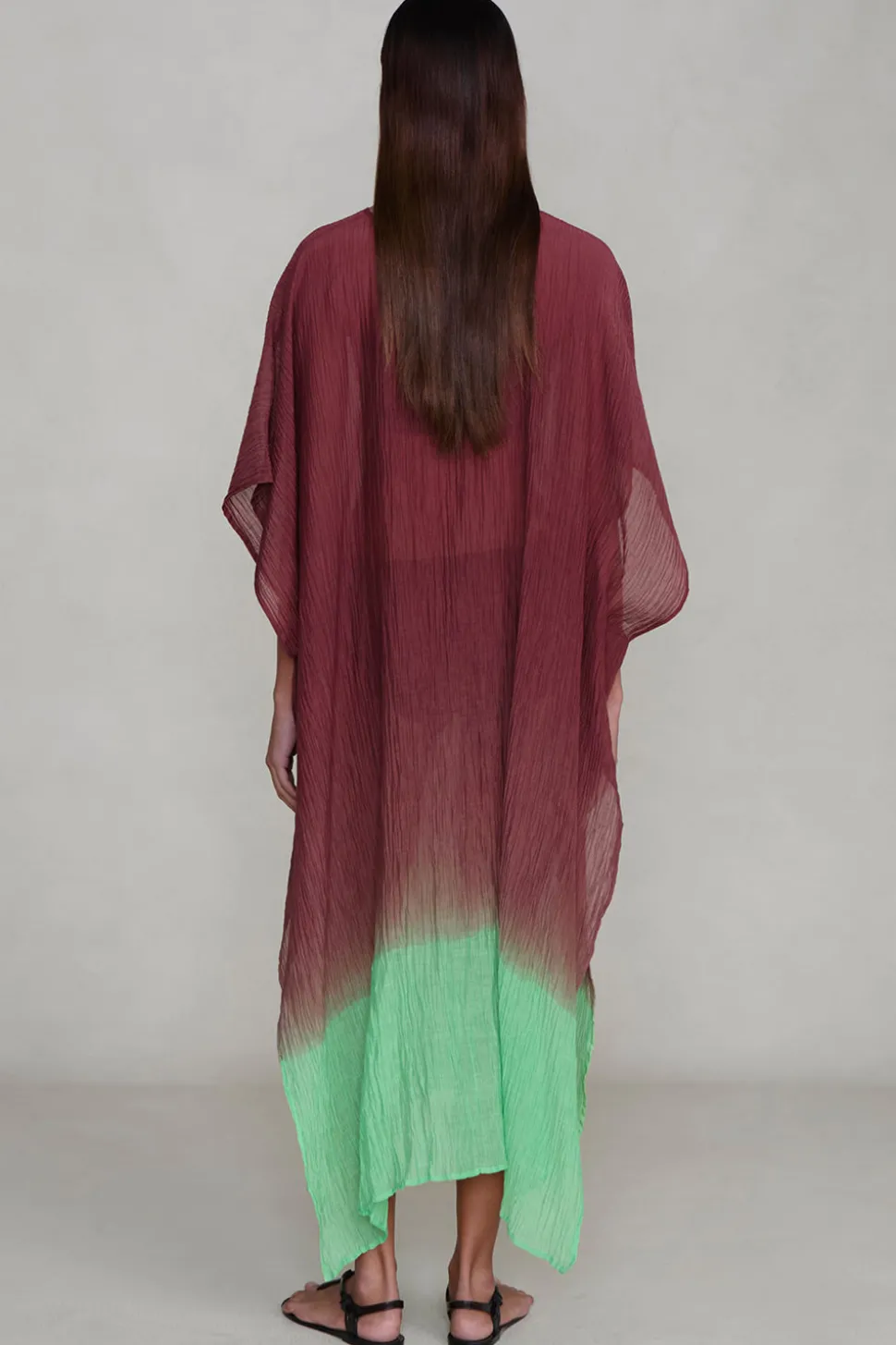 Ombre Crinkle Caftan Mahogany