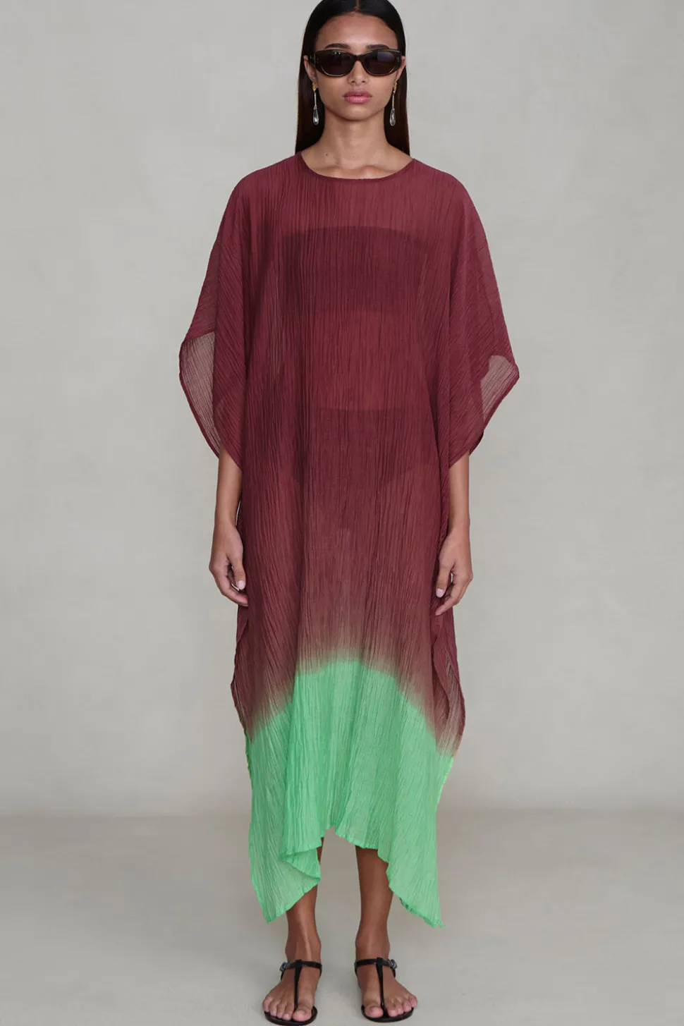 Ombre Crinkle Caftan Mahogany