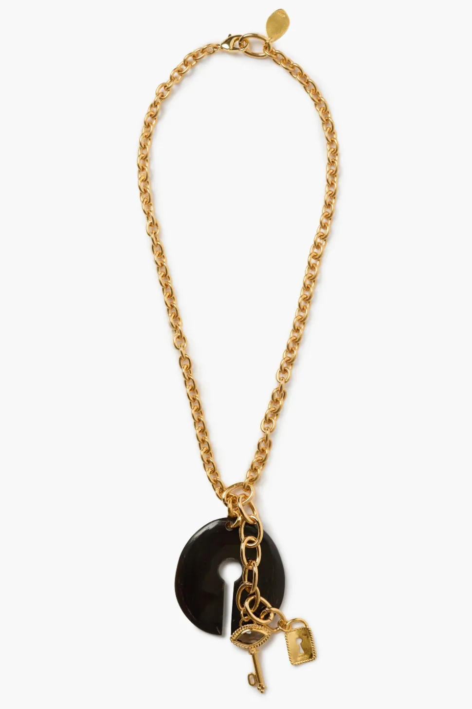 Padlock Necklace Black Horn