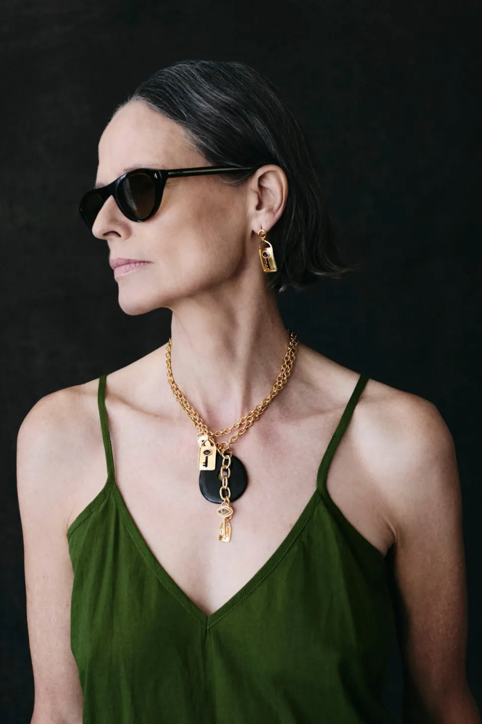 Padlock Necklace Black Horn