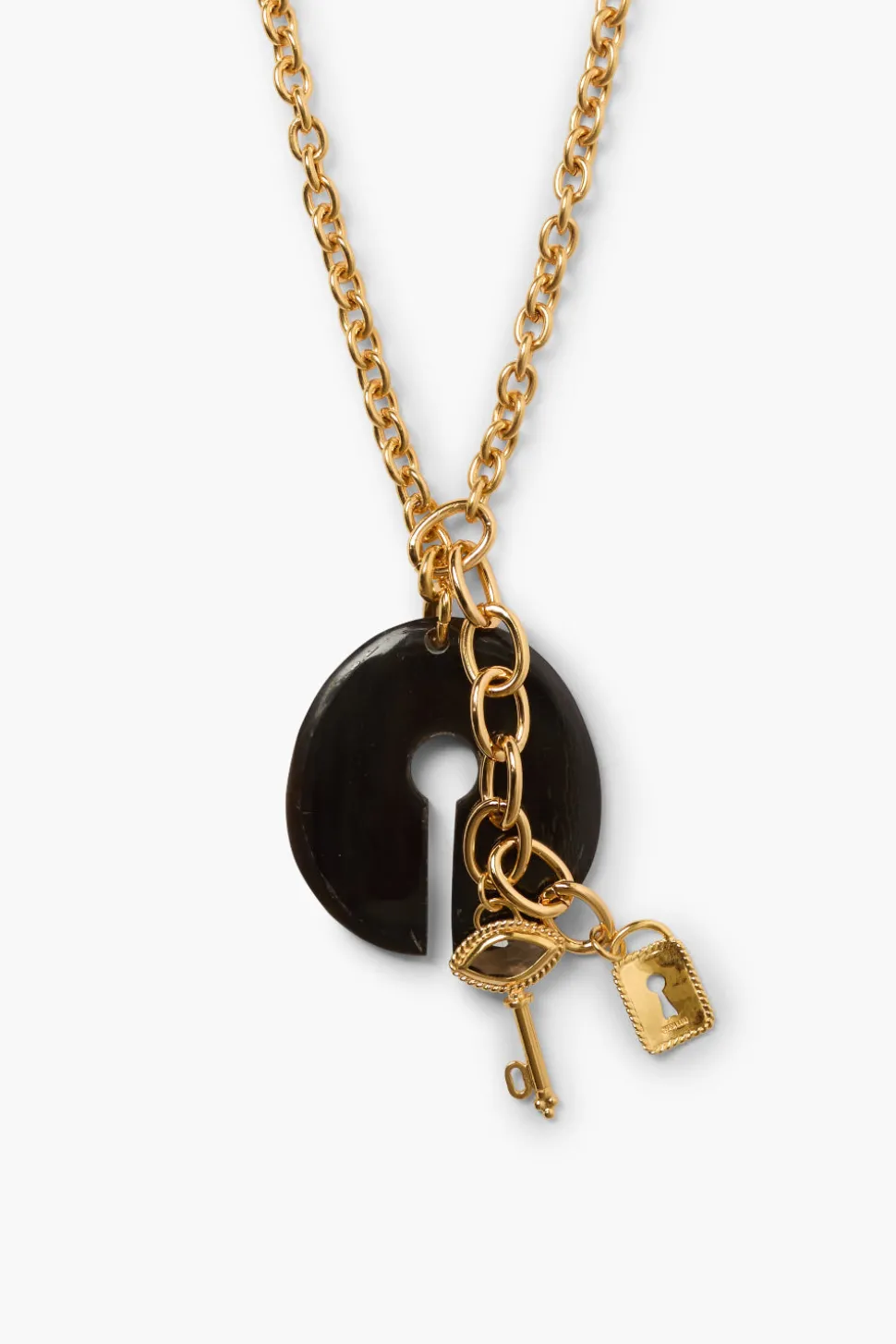 Padlock Necklace Black Horn