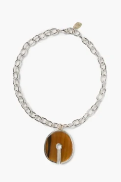 Padlock Necklace Brown Horn