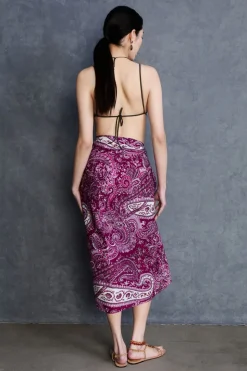 Paisley Printed Sarong Purple
