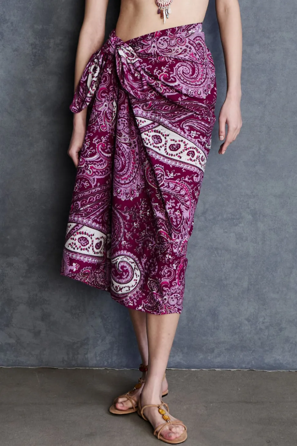 Paisley Printed Sarong Purple
