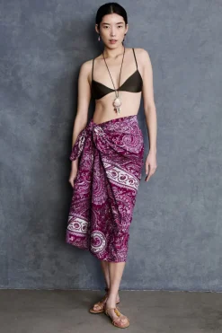 Paisley Printed Sarong Purple