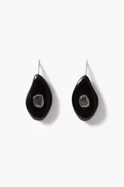 Pebble Earrings Black Horn