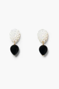 Peony Drop Earrings White MOP