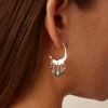 Petite Crescent Grey Pearl and Labradorite Mix Silver Hoop Earrings