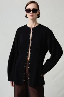 Pinch Waist Cardigan Black