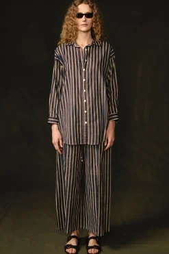Pinstripe Printed Set Blue