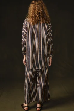Pinstripe Printed Set Blue