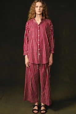 Pinstripe Printed Set Red