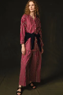 Pinstripe Printed Set Red