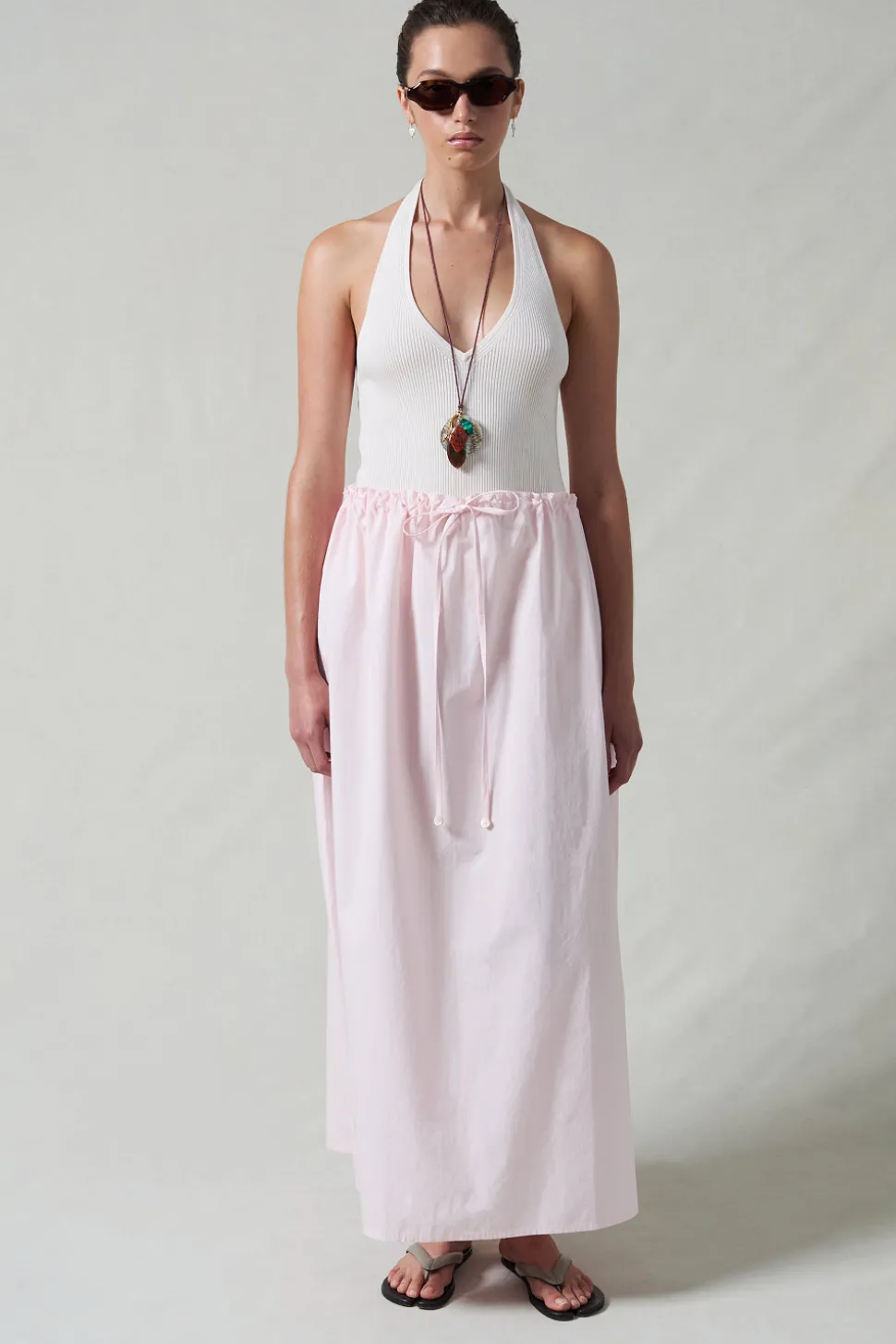 Poplin Column Skirt Rose Water