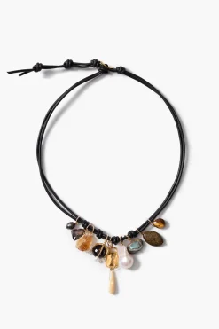 Romy Leather Charm Necklace Black