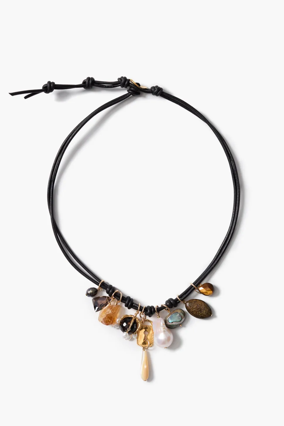 Romy Leather Charm Necklace Black