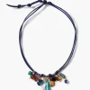 Romy Leather Charm Necklace Blue