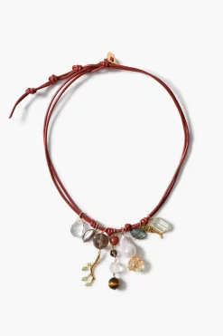 Romy Leather Charm Necklace Red