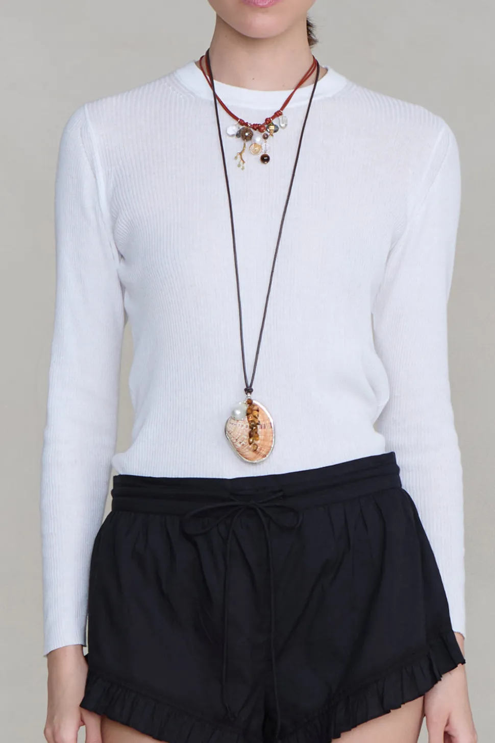 Romy Leather Charm Necklace Red