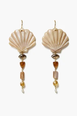 Scallop Drop Earrings Natural Mix